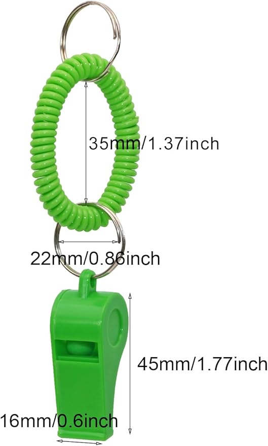 Sport Whistle with Bracelet 6pcs Loud Clear Plastic Whistles with Stretchable Coil Wrist Keychain Ring for Coaches Referees School Soccer Christmas Birthday Party Gift Survival Emergency Training