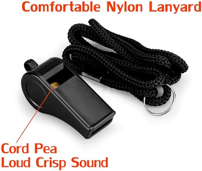 Whistle, 2 Packs Plastic Sports Whistles with Lanyard, Loud Crisp Sound Whistle Ideal for Coaches, Referees, and Officials
