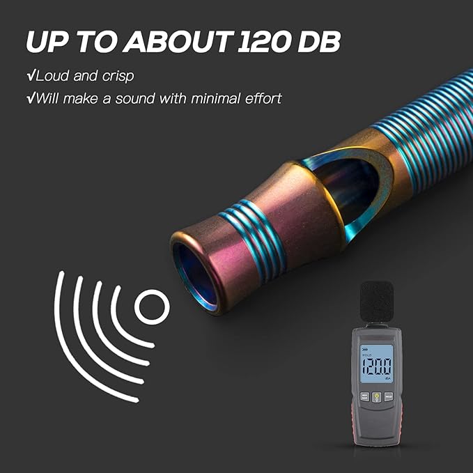 Titanium Emergency Whistle,EDC Safety Whistles Necklace Loud up to 120db,Survival Whistles for Survival,Hiking,Camping,Pets Training