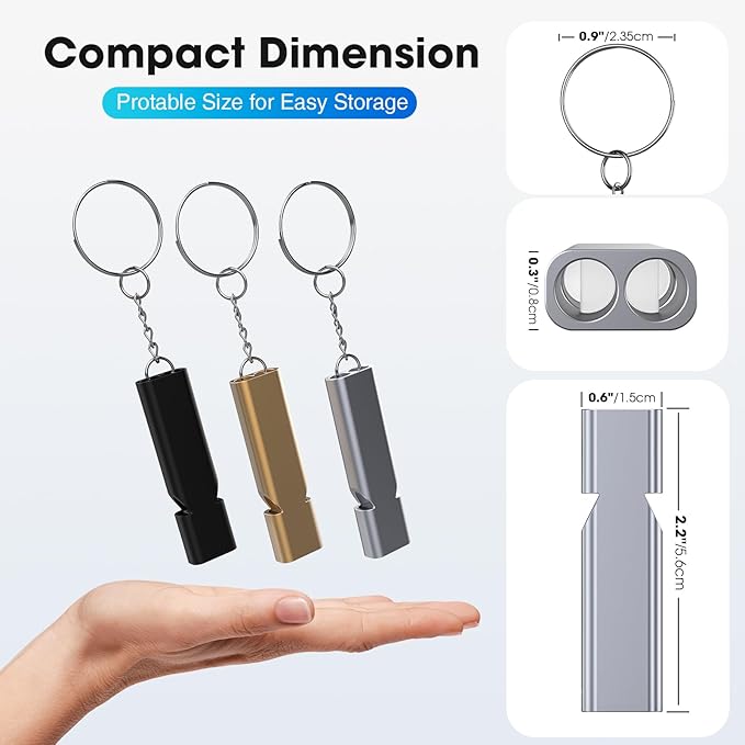 3-Pack Emergency Whistles with Lanyard, Referee Whistle, Sports Whistles, Safety Whistle, Survival Whistle, Loudly Shrill, for Outdoor Sport, Various Competitions