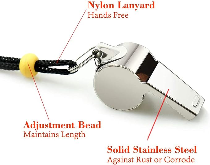 Whistle, 3 Pack Sports Whistles with Lanyard, Loud Crisp Sound Whistles Great for Coaches, Referees, and Officials