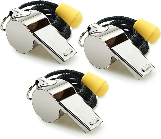 Whistle, 3 Pack Sports Whistles with Lanyard, Loud Crisp Sound Whistles Great for Coaches, Referees, and Officials