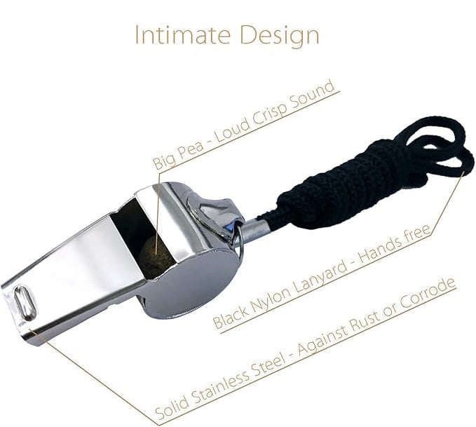 Stainless Steel Whistles with Lanyard Lifeguard Whistle Referee Whistle Metal Whistle Sports Whistle Coaches Whistle
