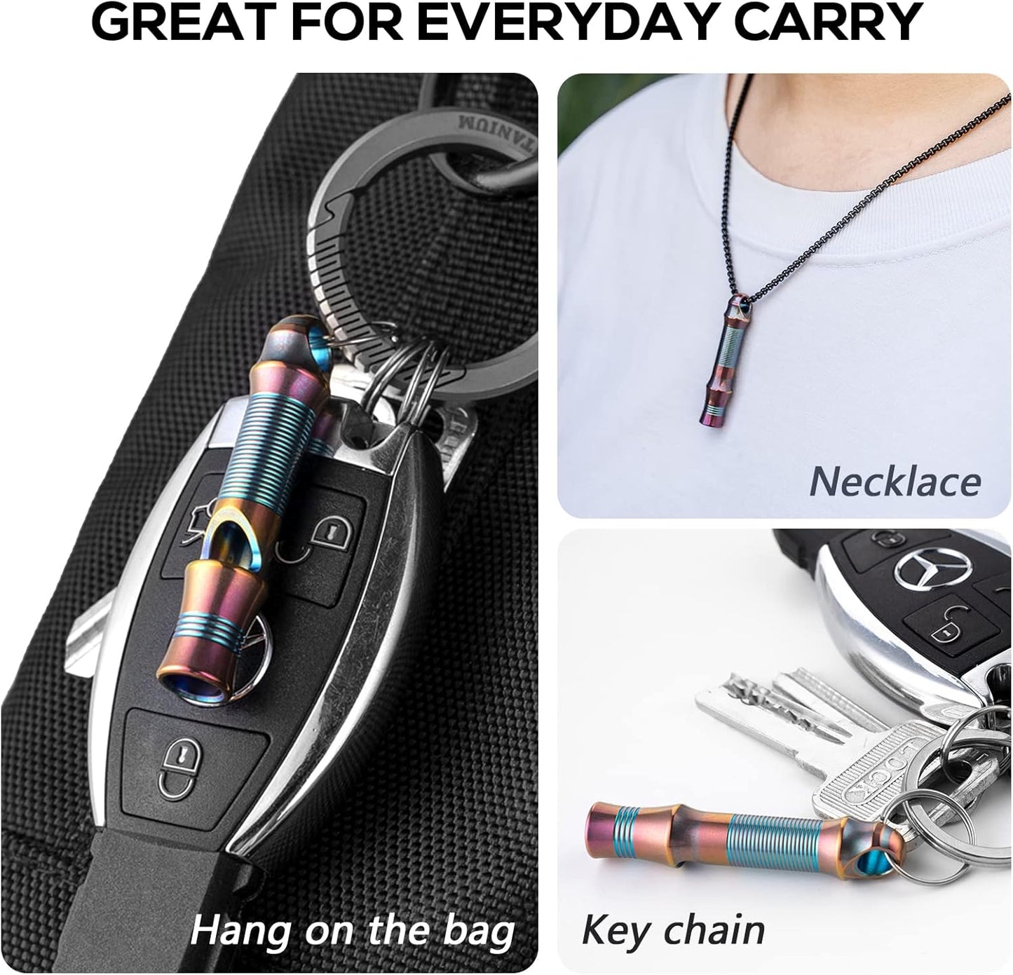Titanium Emergency Whistle,EDC Safety Whistles Necklace Loud up to 120db,Survival Whistles for Survival,Hiking,Camping,Pets Training