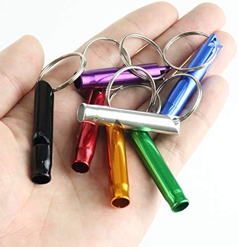 Set of 12 Extra Loud Whistles for Camping Hiking Hunting Outdoors Sports and Emergency Situations, Sturdy but Light Aluminium Key Chain Signals