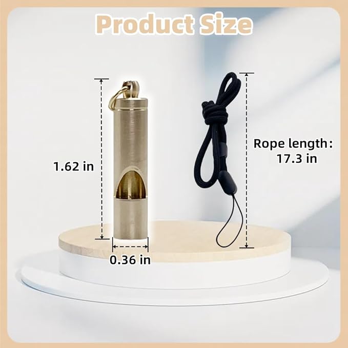 2 Pcs Brass Whistle with 17.3 Inch Black Lanyards Premium Emergency Survival Whistles for Outdoor Key Chain or Neck Carry Durable Brass Construction