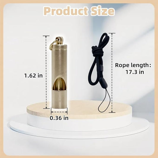 2 Pcs Brass Whistle with 17.3 Inch Black Lanyards Premium Emergency Survival Whistles for Outdoor Key Chain or Neck Carry Durable Brass Construction