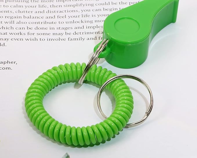 Sport Whistle with Bracelet 6pcs Loud Clear Plastic Whistles with Stretchable Coil Wrist Keychain Ring for Coaches Referees School Soccer Christmas Birthday Party Gift Survival Emergency Training