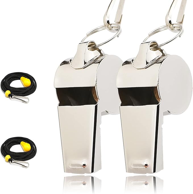 Whistle for Coaches, Metal Whistles for Adults with Lanyard, Loud Sport Whistle for Referee Teacher Police Soccer Gym