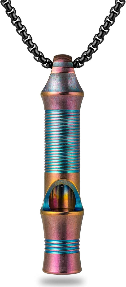 Titanium Emergency Whistle,EDC Safety Whistles Necklace Loud up to 120db,Survival Whistles for Survival,Hiking,Camping,Pets Training