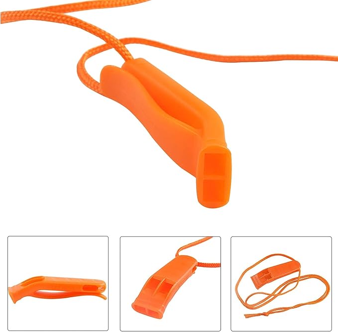 20 Pcs Emergency Safety Whistle Plastic Whistles Set with Lanyard