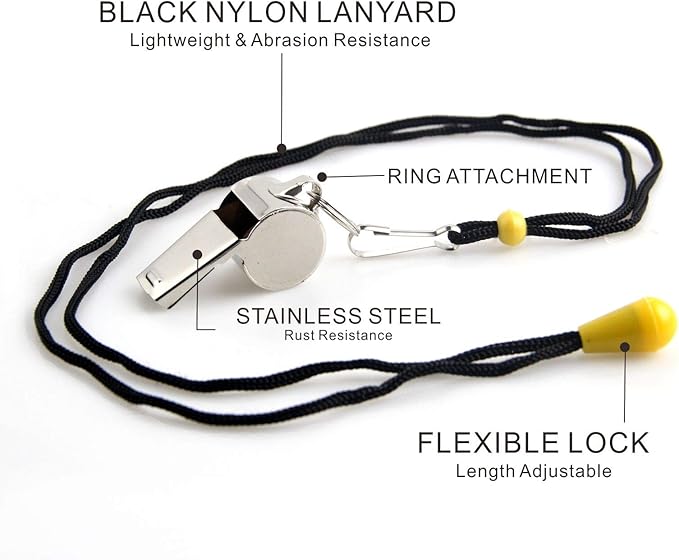 Whistle for Coaches, Metal Whistles for Adults with Lanyard, Loud Sport Whistle for Referee Teacher Police Soccer Gym