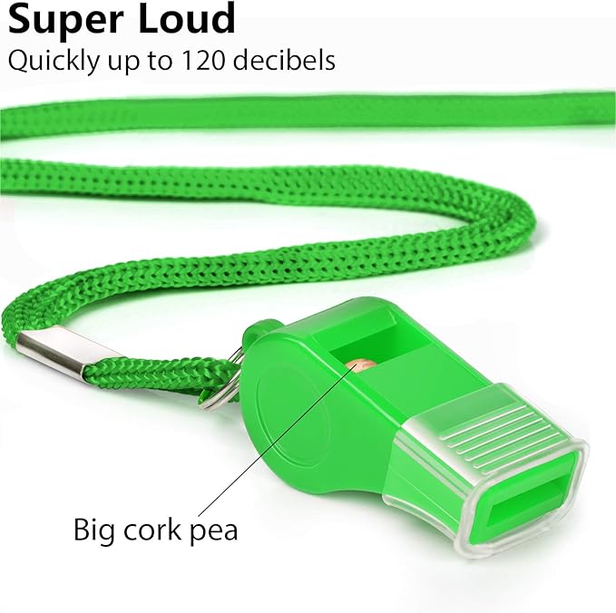Whistle with Lanyard and Mouth Grip, Super Loud Sports Whistles, Perfect for Coaches, Referees, Emergency, Lifeguard, Survival, Outdoor