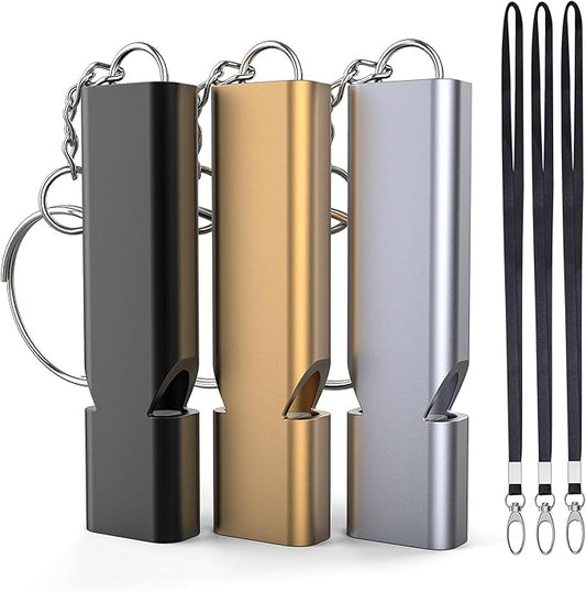 3-Pack Emergency Whistles with Lanyard, Referee Whistle, Sports Whistles, Safety Whistle, Survival Whistle, Loudly Shrill, for Outdoor Sport, Various Competitions