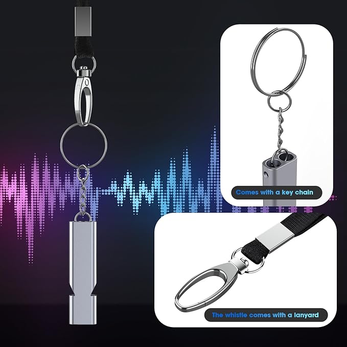 3-Pack Emergency Whistles with Lanyard, Referee Whistle, Sports Whistles, Safety Whistle, Survival Whistle, Loudly Shrill, for Outdoor Sport, Various Competitions