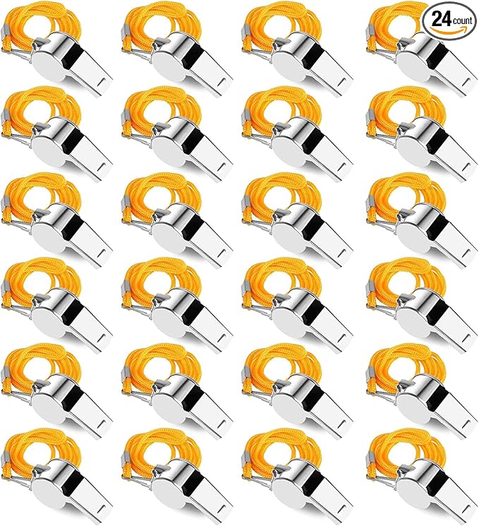 Whistles, Stainless Steel Sports Loud Crisp Sound Whistles with Lanyard,Whistles Great for Referees, Coaches